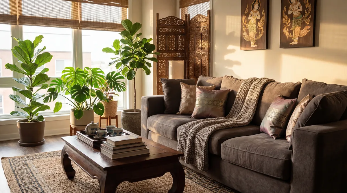 Room arrangement with indoor plants